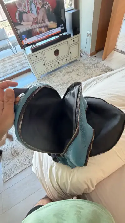 Mochila de cuero azul Coach - miniatura 3