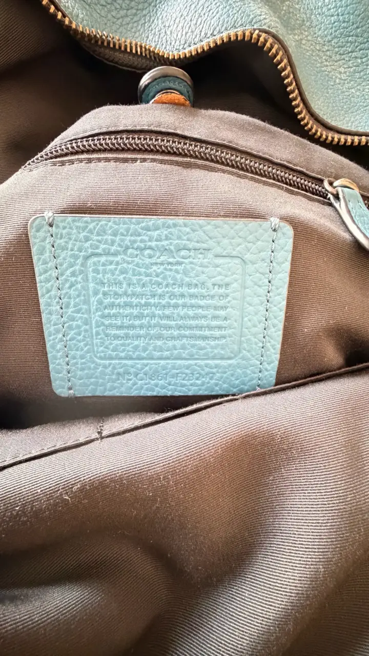 Mochila de cuero azul Coach - 4