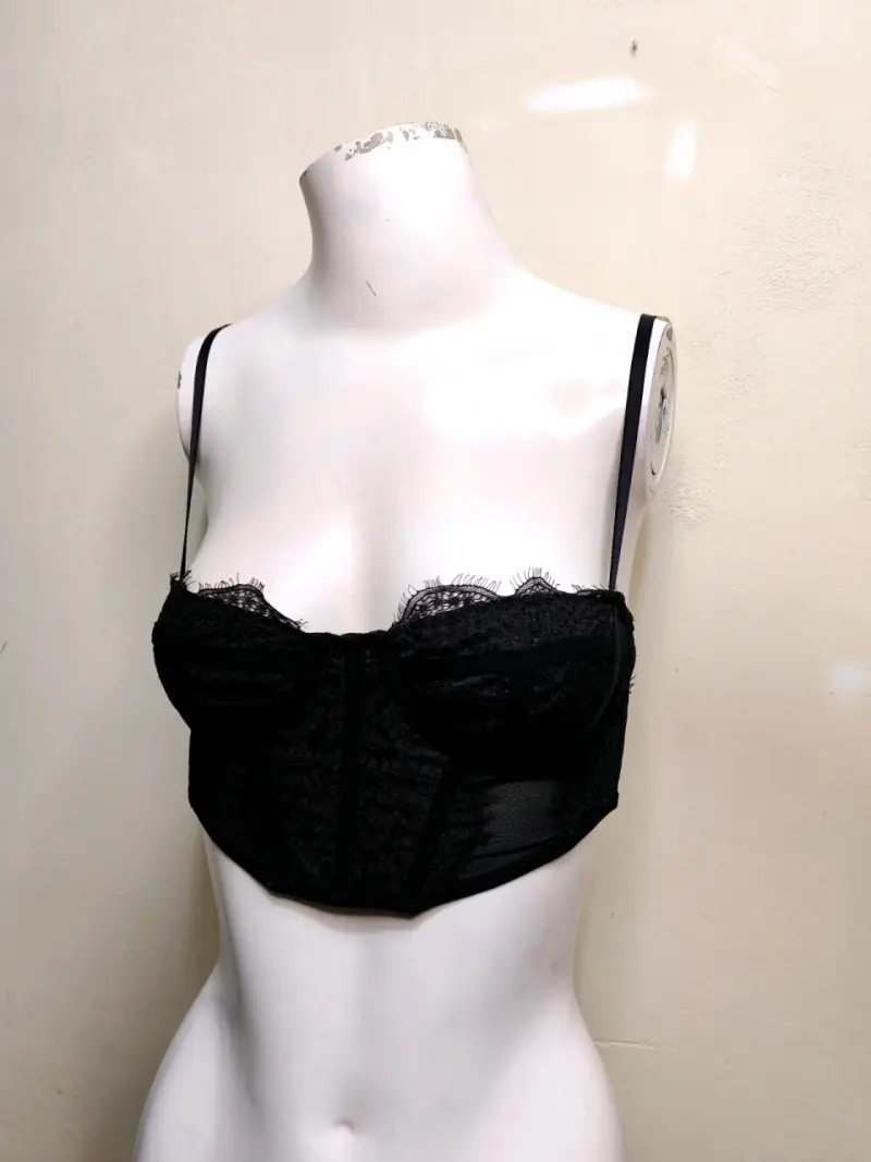 Corset negro de encaje para mujer - 3