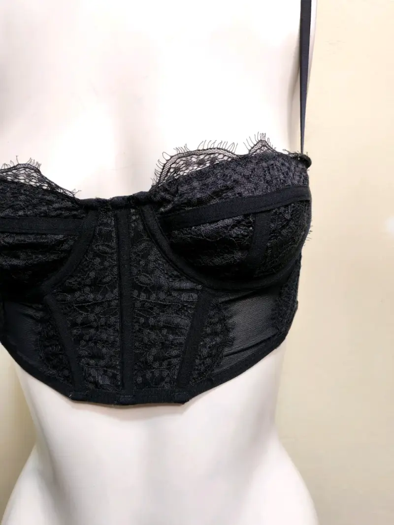 Corset negro de encaje para mujer - 4