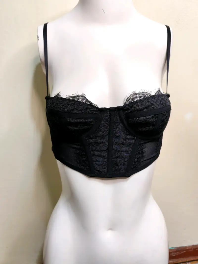 Corset negro de encaje para mujer - 5