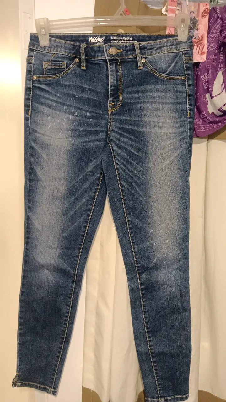 Jeans jegging tiro medio azul mujer - 1