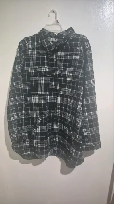Camisa de franela a cuadros negra y blanca XXL - miniatura 1