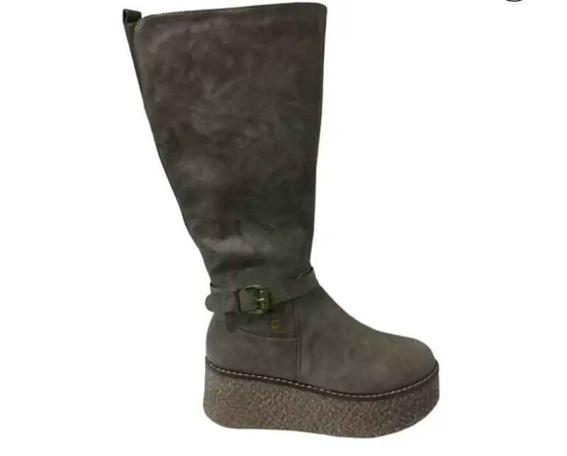 Botas altas de cuero ecológico gris - 1
