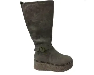 Botas altas de cuero ecológico gris - miniatura 1