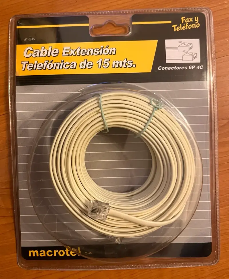 Cable de extensión telefónica 15 metros