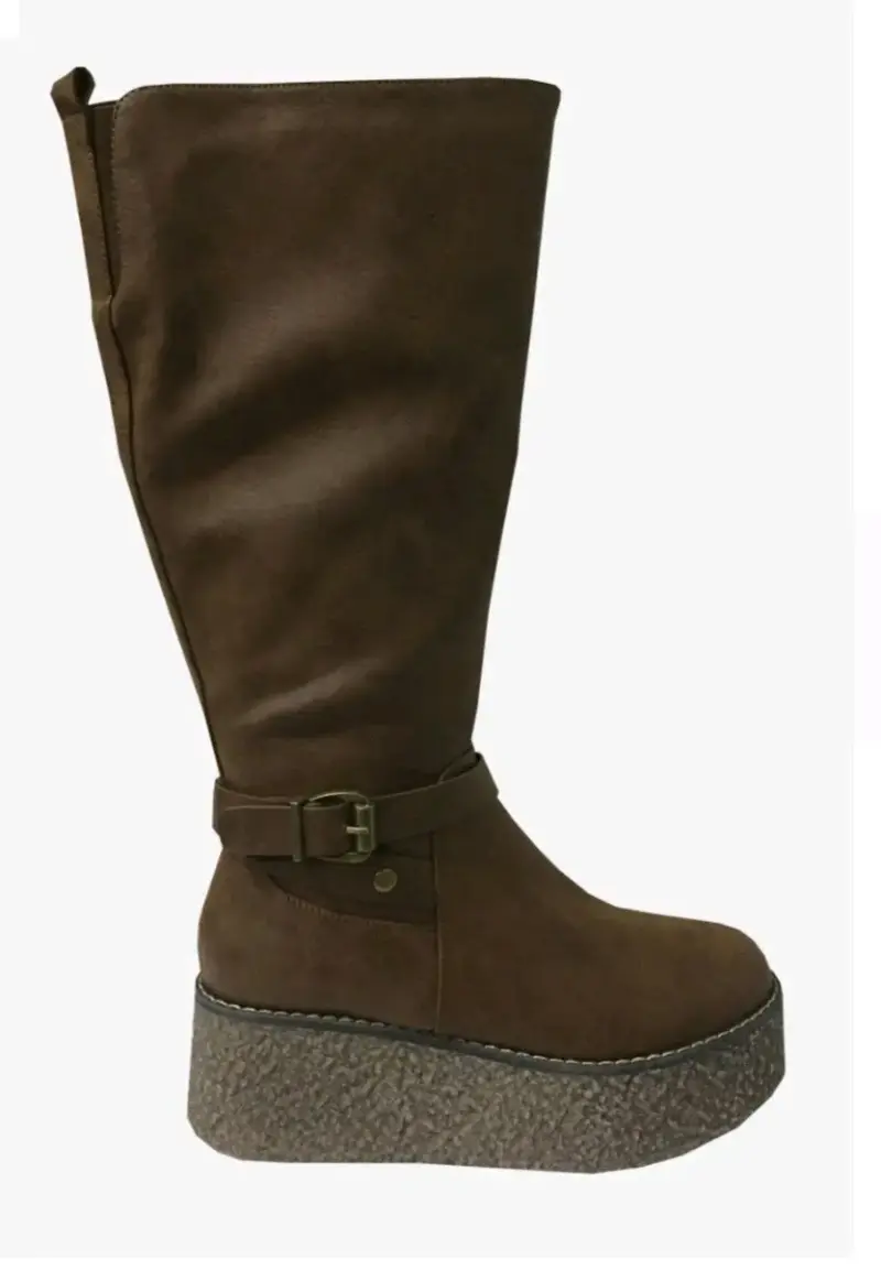 Botas de plataforma marrón con hebilla - 1