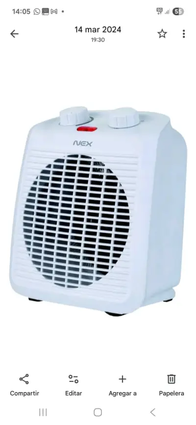 Termoventilador NEX 2000W con termostato ajustable - miniatura 2