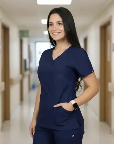 Polera Clínica Dama Azul Marino Marca Elle - miniatura 1