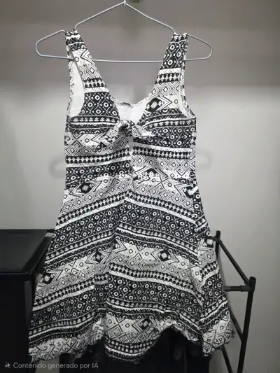Vestido Opposite estampado blanco y negro - miniatura 2