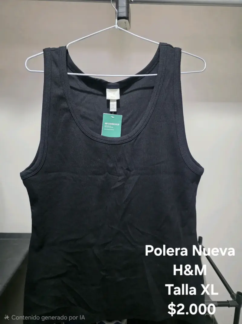 Polera sin mangas H&M negra nueva