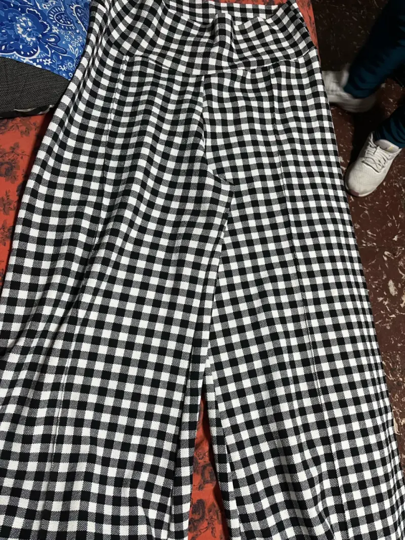 Pantalones de pata de gallo blanco y negro - 2