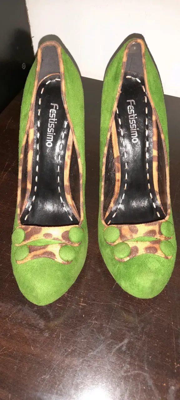Tacones verdes Festissimo con detalles animal print - 2