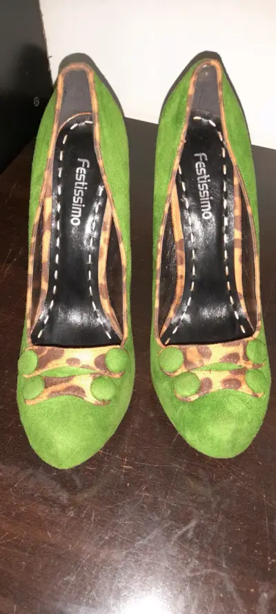 Tacones verdes Festissimo con detalles animal print - miniatura 2