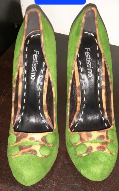 Tacones verdes Festissimo con detalles animal print - miniatura 4