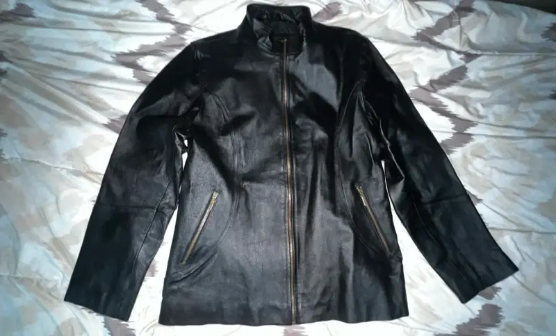 Chaqueta de cuero negra para hombre - 1