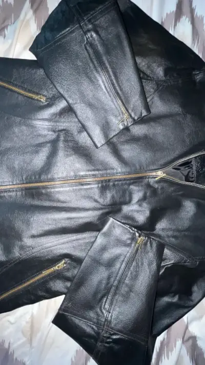 Chaqueta de cuero negra para hombre - miniatura 2