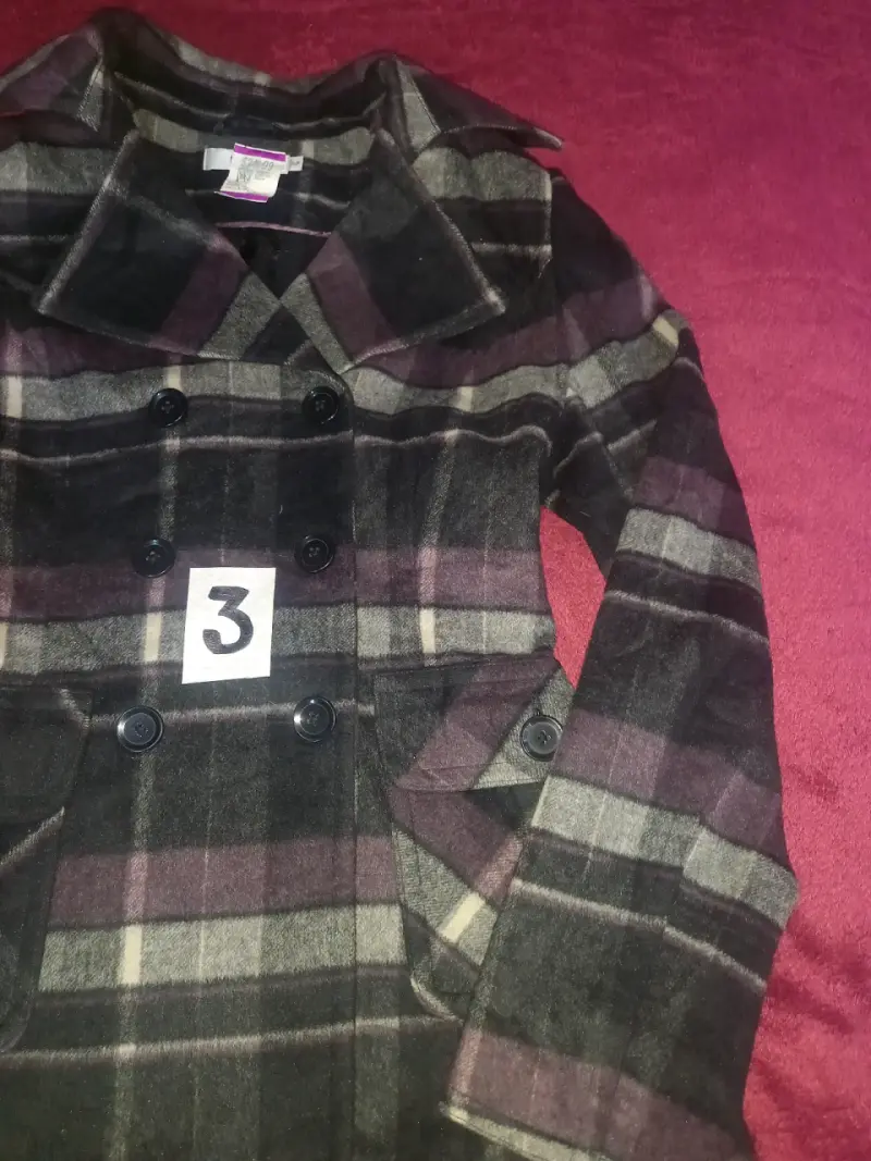 Abrigo de lana a cuadros para mujer M - 2
