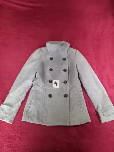 Abrigo gris de mujer con doble botonadura S - miniatura 1