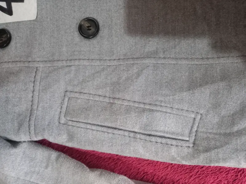 Abrigo gris de mujer con doble botonadura S - 3