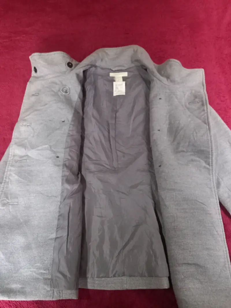 Abrigo gris de mujer con doble botonadura S - 4
