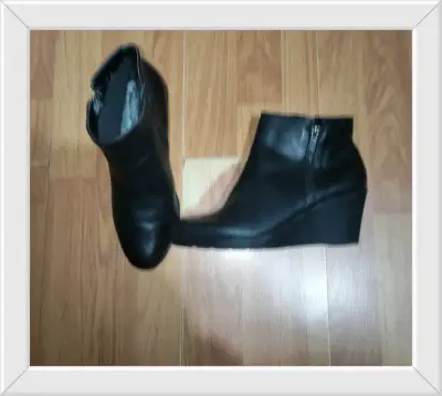 Botines negros de cuero con plataforma - miniatura 1