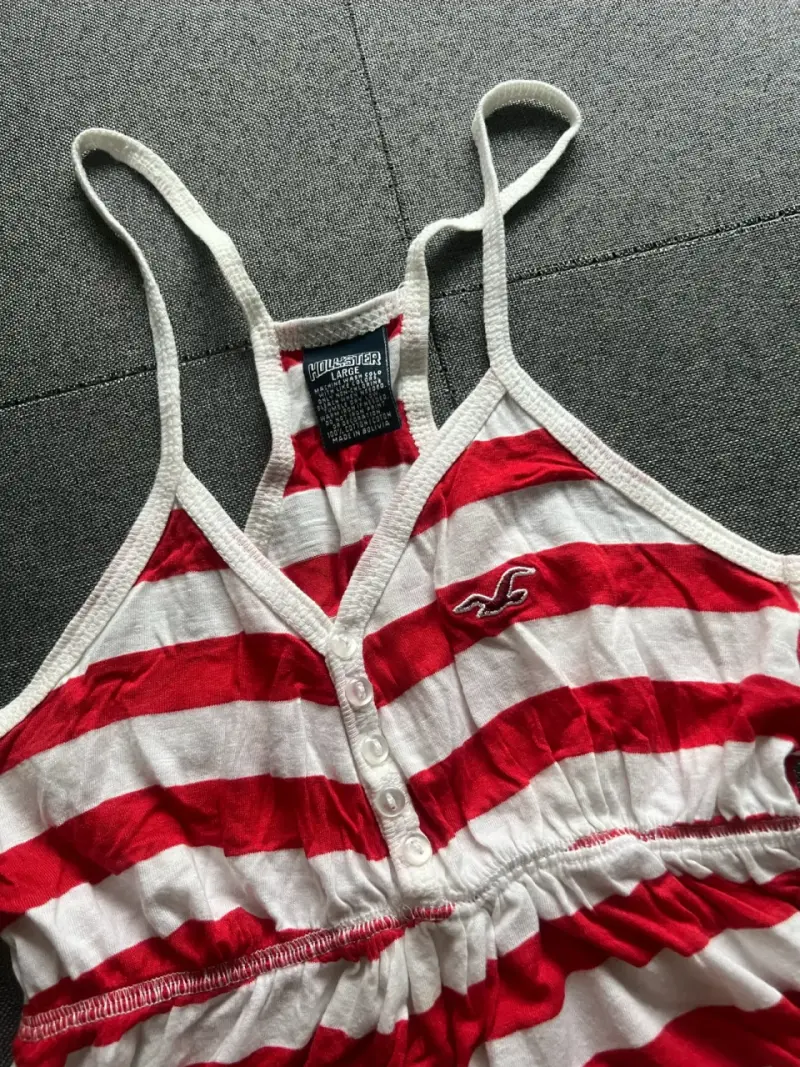 Polera rayada Hollister rojo y blanco - 2