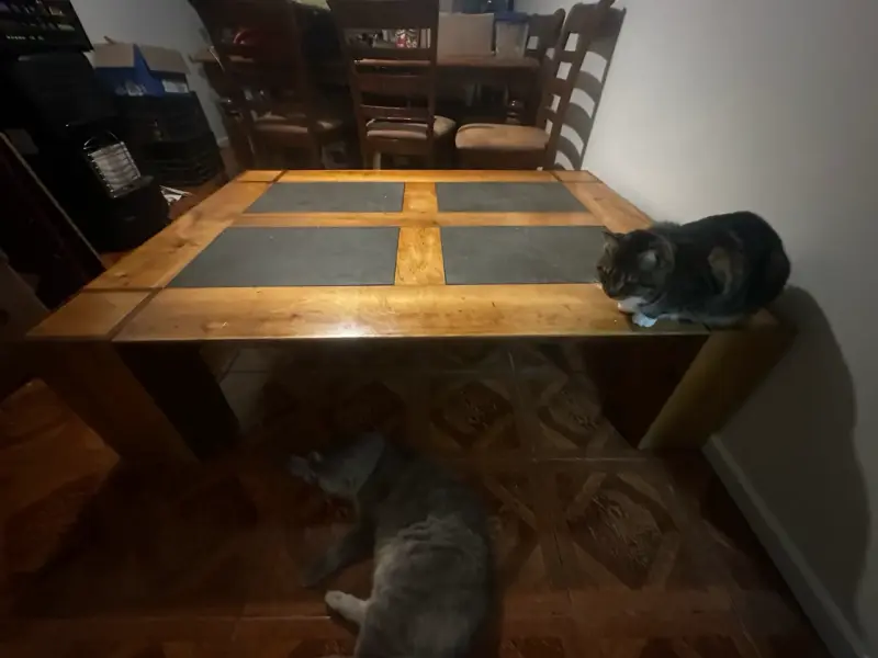 Mesa de centro rústica de madera y piedra - 3