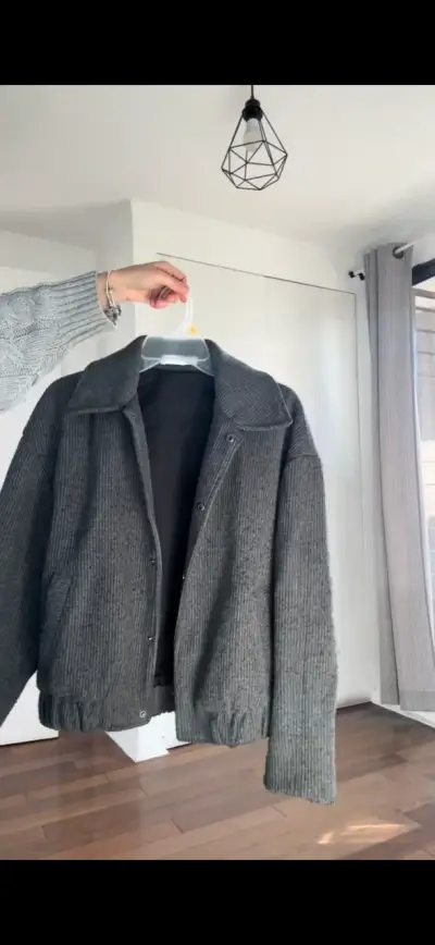 Chaqueta de lana gris para mujer Mango - miniatura 1