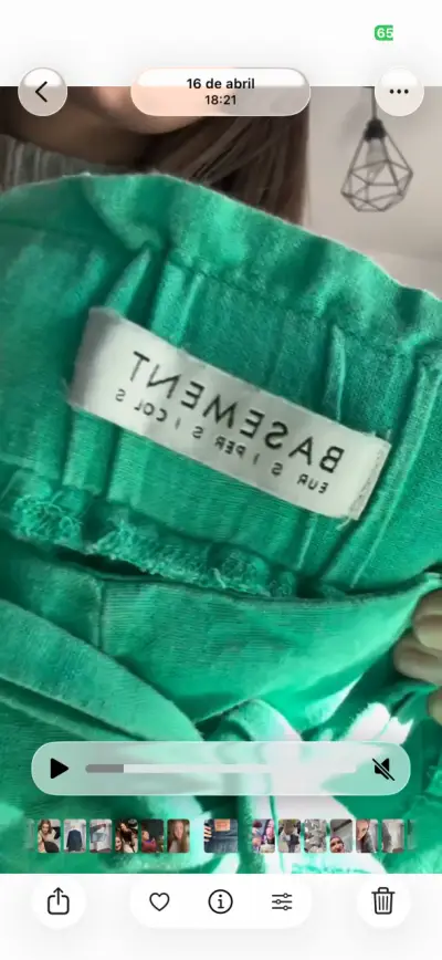 Pantalones verdes de lino con cinturón Basement - miniatura 2