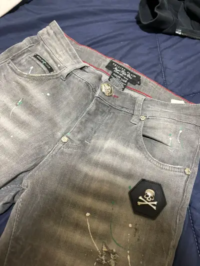 Jeans grises Philipp Plein con diseño desgastado - miniatura 2