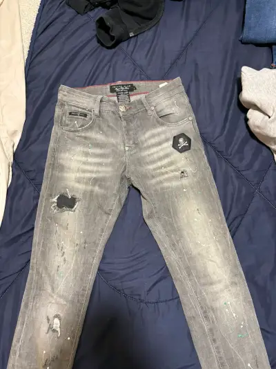 Jeans grises Philipp Plein con diseño desgastado - miniatura 3
