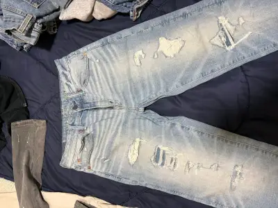 Jeans desgastados American Eagle azul claro - miniatura 1