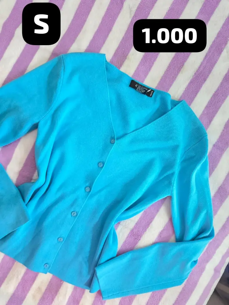 Cárdigan azul claro de mujer talla S
