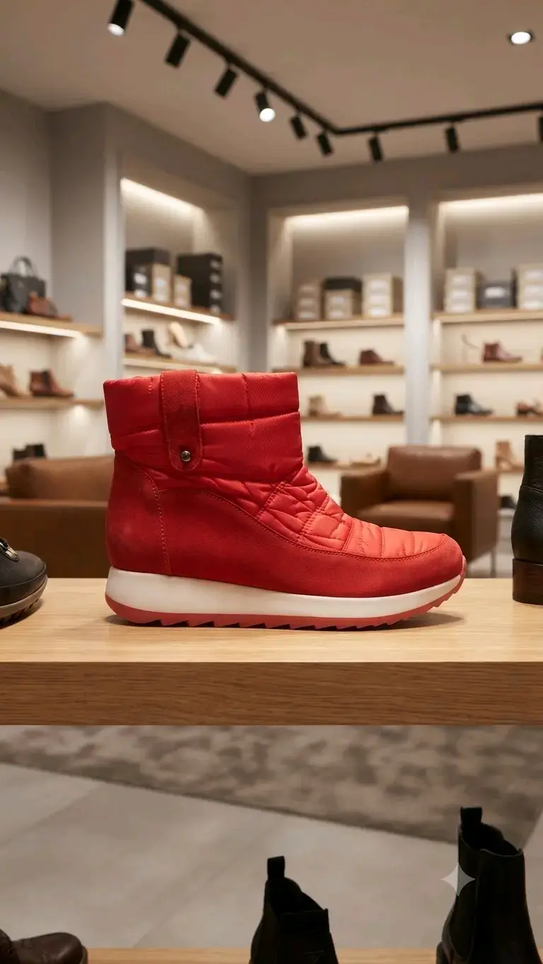 Botines rojos acolchados para mujer