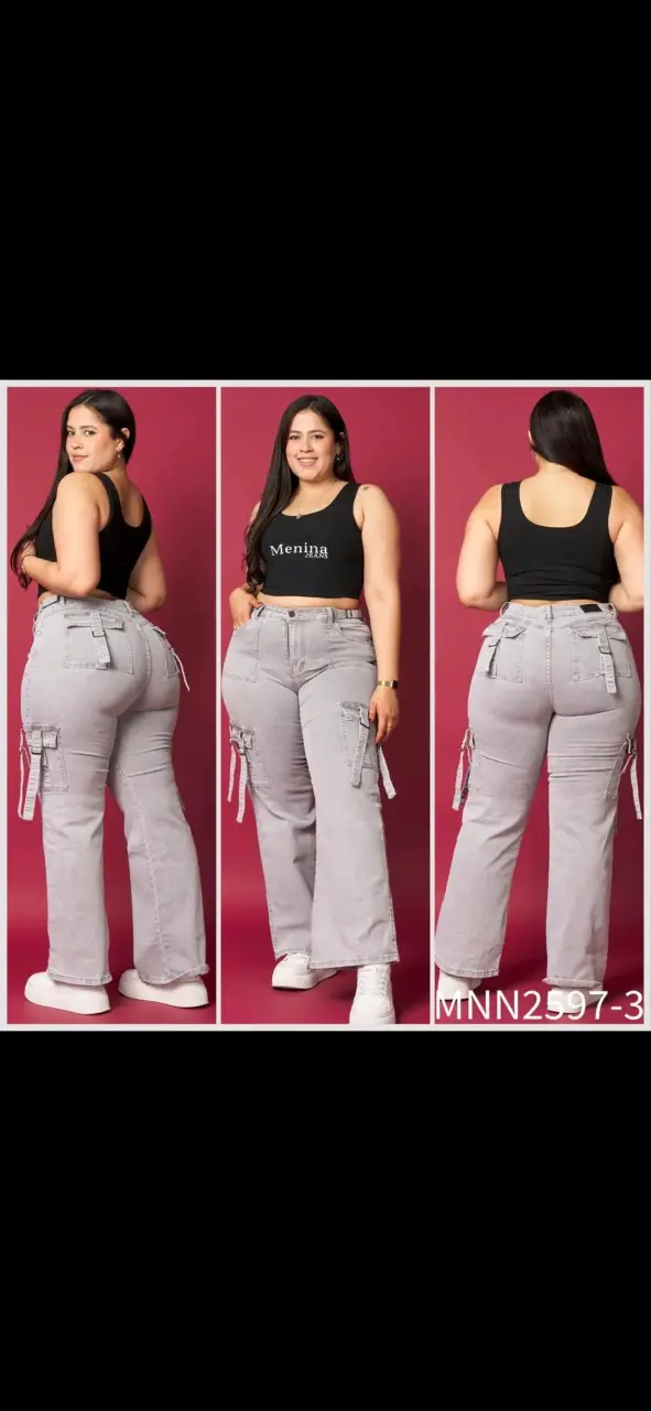 Jeans cargo grises Menina para mujer