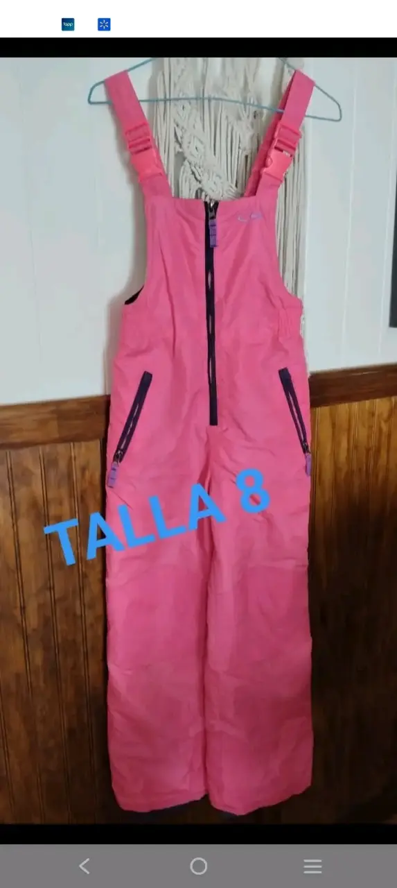 Overol de nieve rosa para niña talla 8