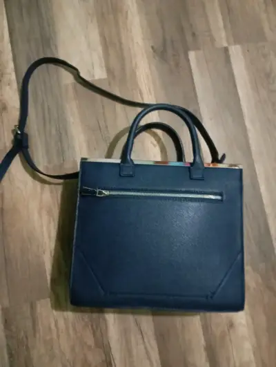 Bolso de cuero azul con correa ajustable - miniatura 1