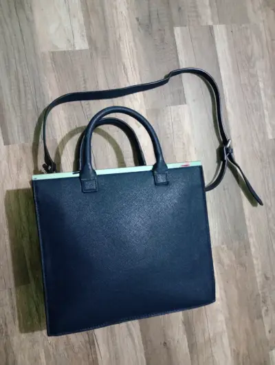 Bolso de cuero azul con correa ajustable - miniatura 2