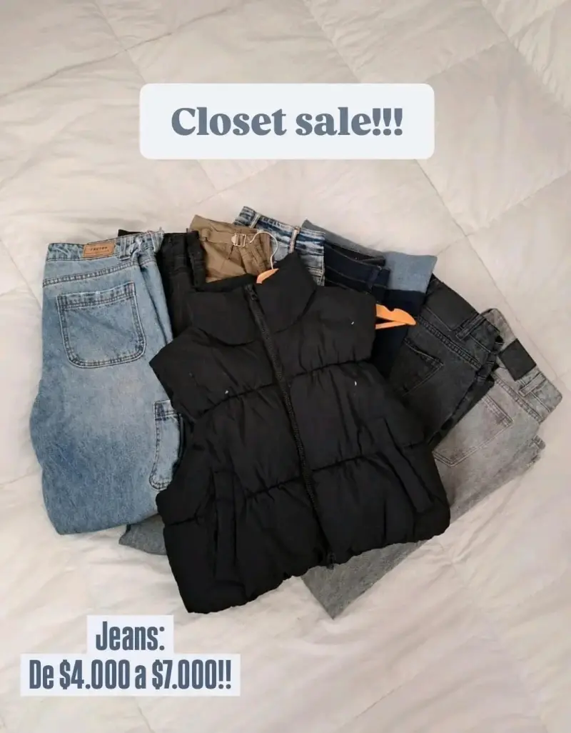 Lote de jeans y chaleco acolchado negro - 1