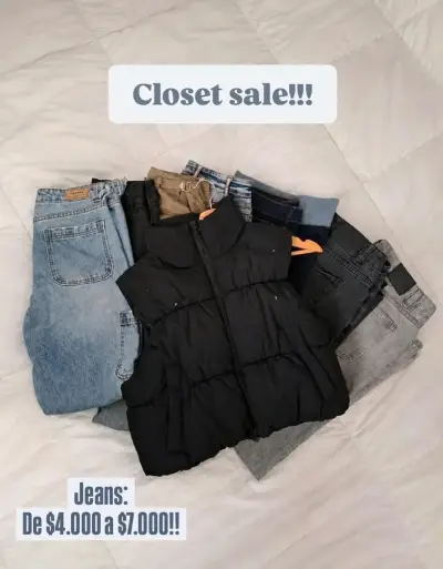 Lote de jeans y chaleco acolchado negro - miniatura 1