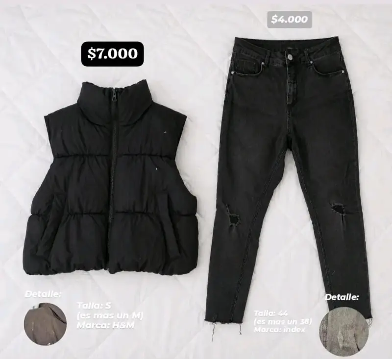 Lote de jeans y chaleco acolchado negro - 4