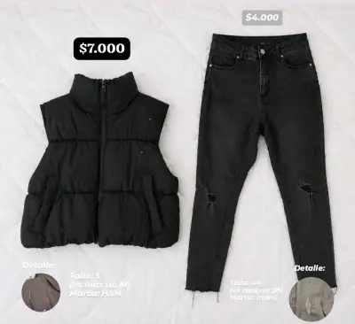 Lote de jeans y chaleco acolchado negro - miniatura 4