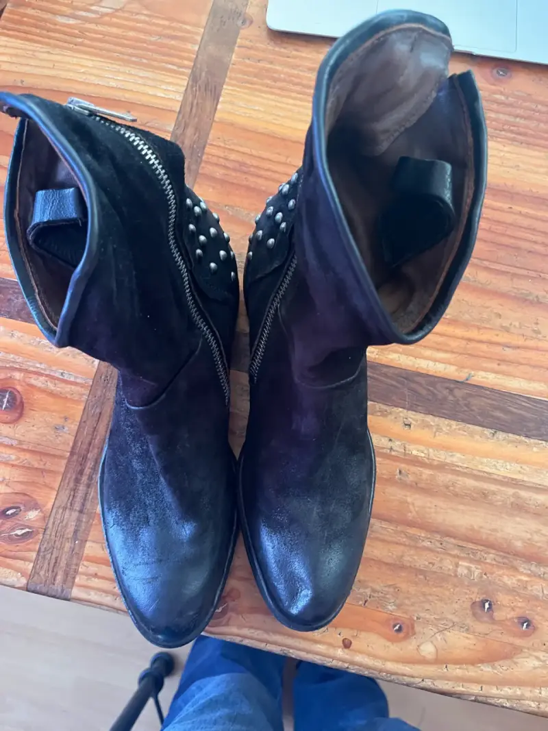 Botines de cuero negro con tachas as98 - 2