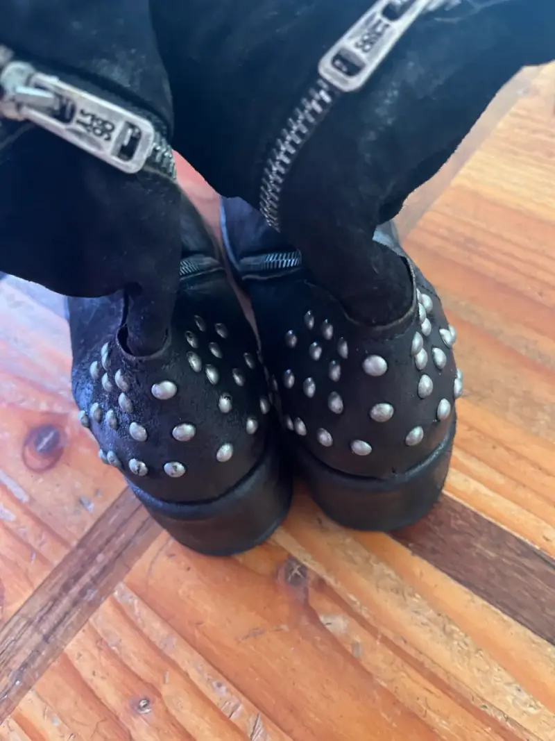 Botines de cuero negro con tachas as98 - 3