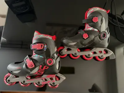 Patines en línea Oxelo negros y rojos - miniatura 2