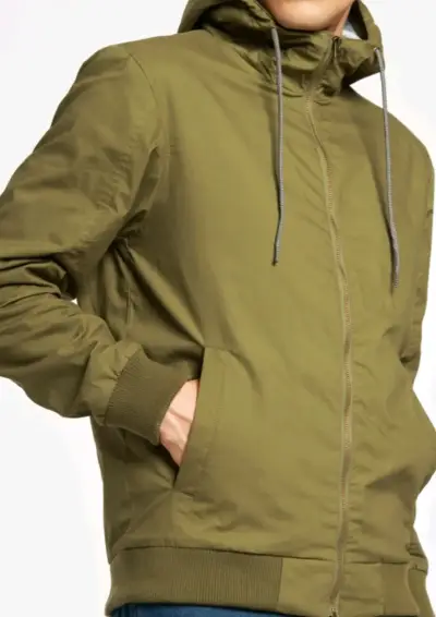 Chaqueta verde oliva con capucha para hombre - miniatura 1