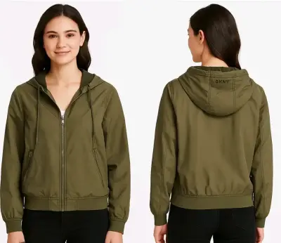 Chaqueta verde oliva con capucha para hombre - miniatura 2