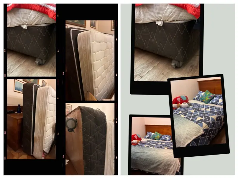 Cama de dos plazas con colchón y base