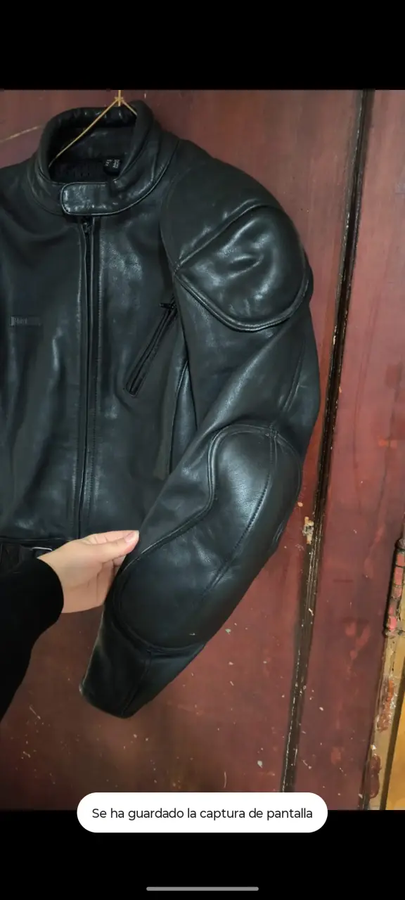 Chaqueta de cuero negra para moto - 2
